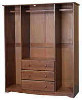 100% Solid Wood Family Wardrobe Armoire, Mocha