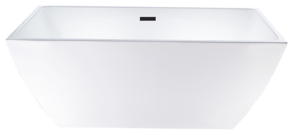 Vanity Art Acrylic Freestanding Soaking Bathtub, White/Oil Rubbed Bronze, 67"