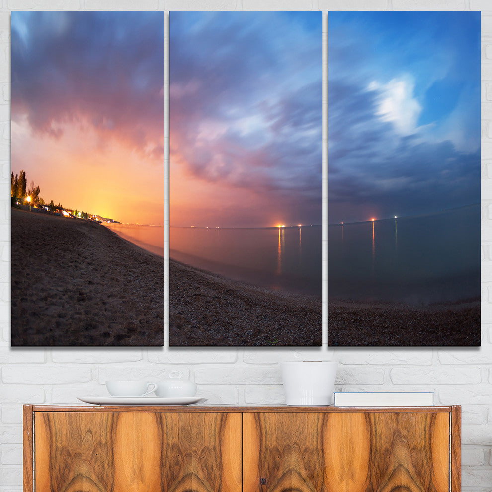"Summer Night With Blue Sky" Skyline Canvas Print, 3 Panels, 36"x28"
