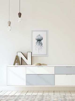 "Floating Jellyfish" Framed Painting Print, 12"x18"