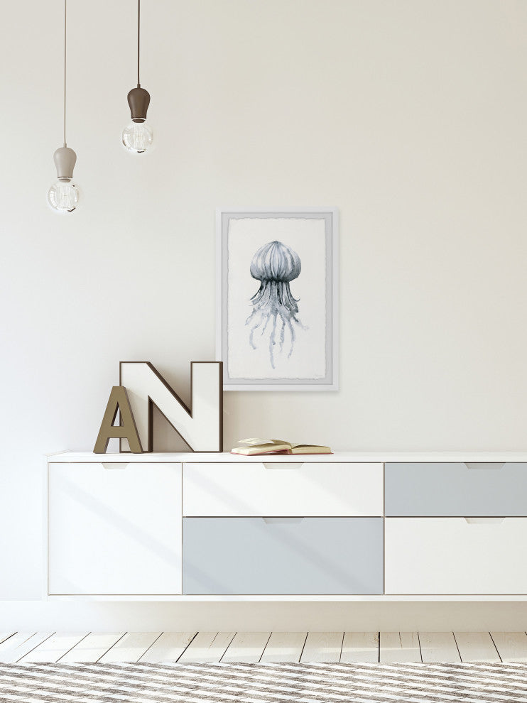 "Floating Jellyfish" Framed Painting Print, 12"x18"