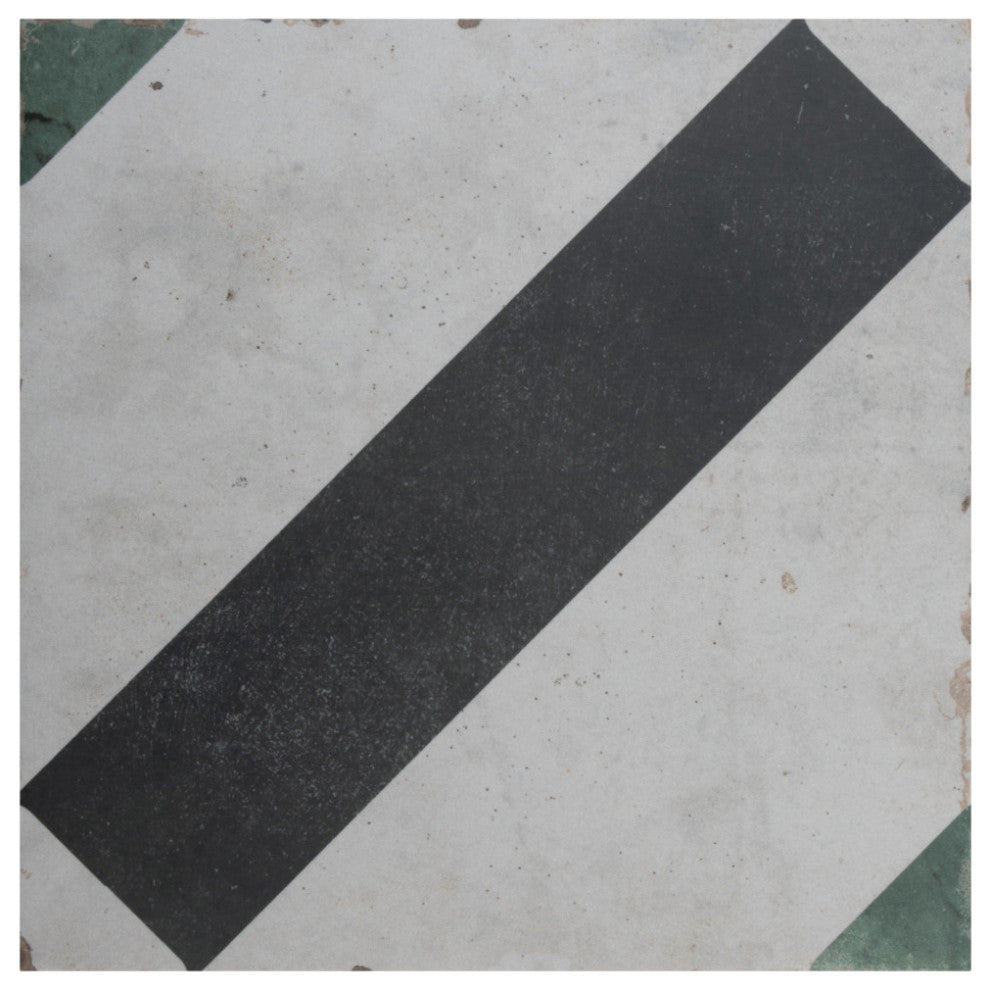 Renaissance Deco Emerald Frame Porcelain Floor and Wall Tile