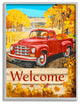 Welcome Red Truck Fall Autumn Landscape Design, 11"x14"