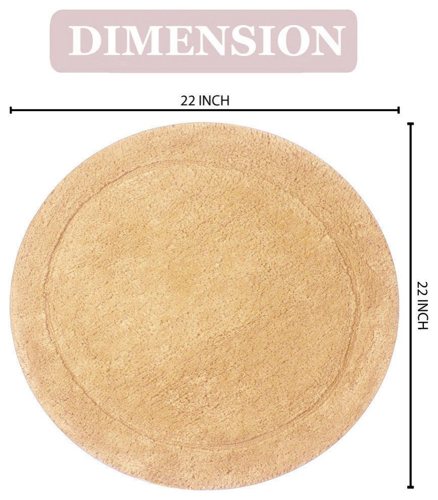 Waterford Absorbent Cotton and Machine washable Bath Rug 22" Round, Yellow