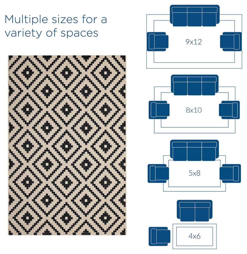 Perplex Geometric Diamond Trellis 9x12 Indoor and Outdoor Area Rug