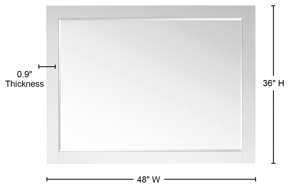 Ivy Rectangular Bathroom Wood Framed Wall Mirror, White, 48"
