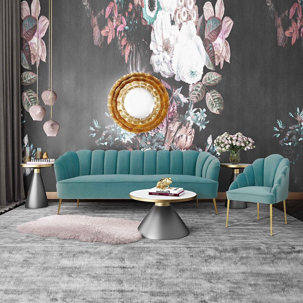 Turquoise Blue Art Deco Hollywood Regency Glam Couch