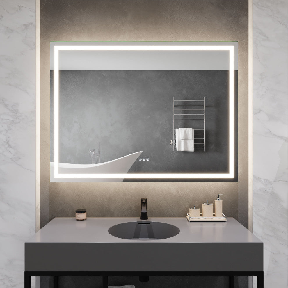 ANZZI 36" x 48" Frameless LED Front/Back Light Bathroom Mirror WithDefogger