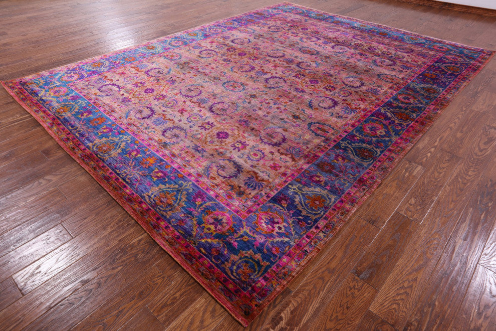 8' 11" X 12' 0" Persian Hand-Knotted Silk Rug Q6805
