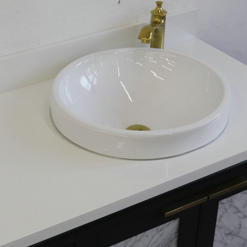 43" Single Vanity, Dark Gray Finish With White Engineered Stone Top