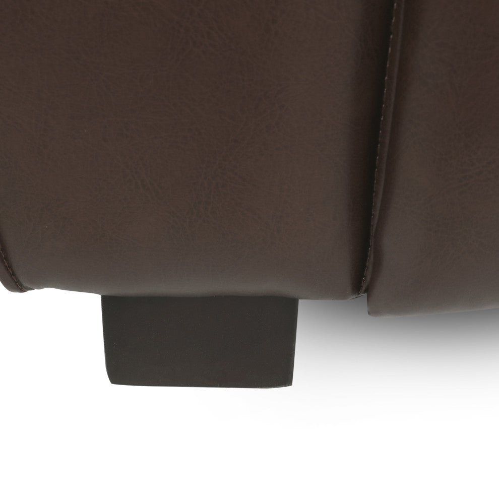 Minkler Contemporary Faux Leather 3 Seater Sofa, Dark Brown/Dark Walnut