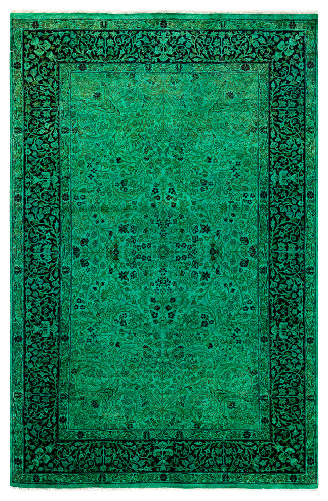 Fine Vibrance, One-of-a-Kind Hand-Knotted Area Rug Green, 4' 7" x 7' 1"