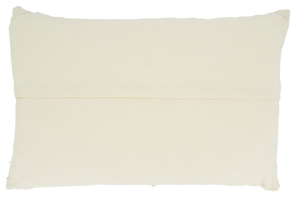 Woven Pillow With Line Design, Blue, 16"x24", Poly Filled