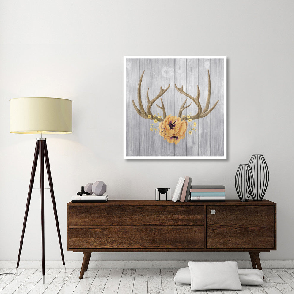 "Antlers and Poppies II Sq Spice" Digital Paper Print by Elyse DeNeige, 42"x42"
