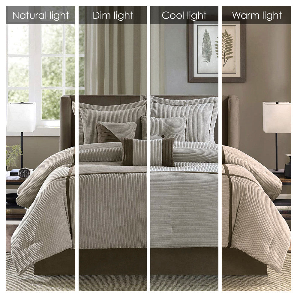 Madison Park Micro Corduroy Fabric-Pieced Comforter 7-Piece Set, King