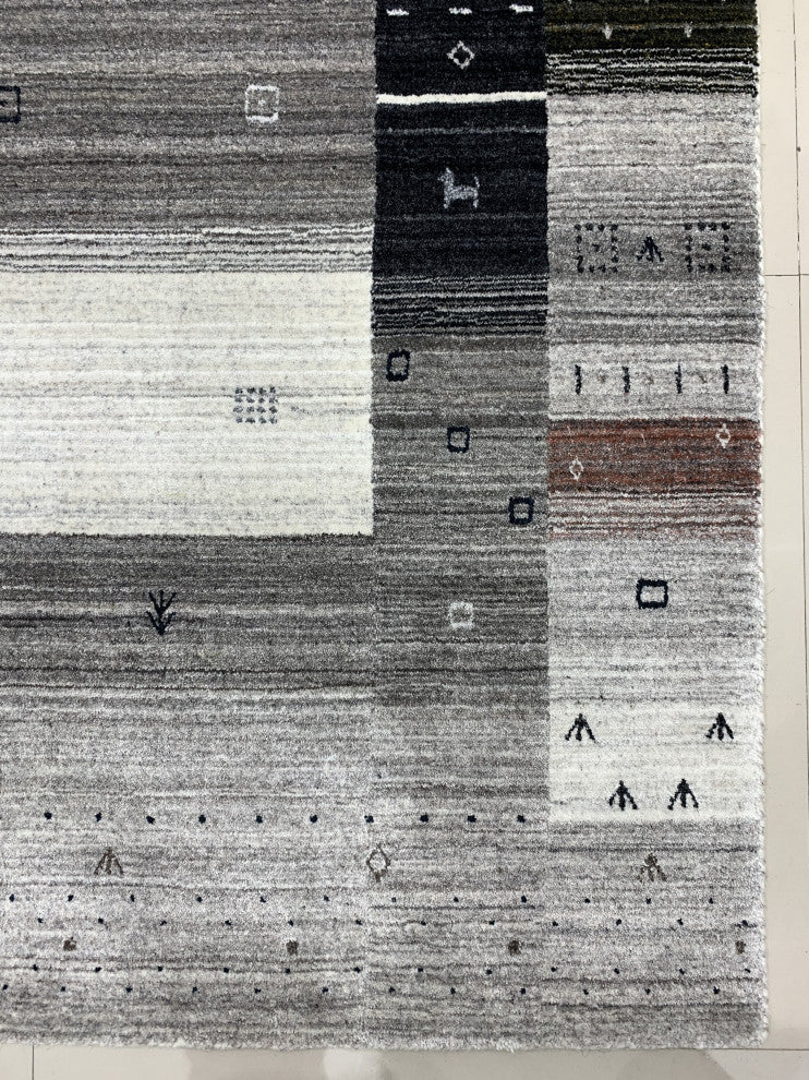 Gray Transitional Modern Gabbeh Area Rug