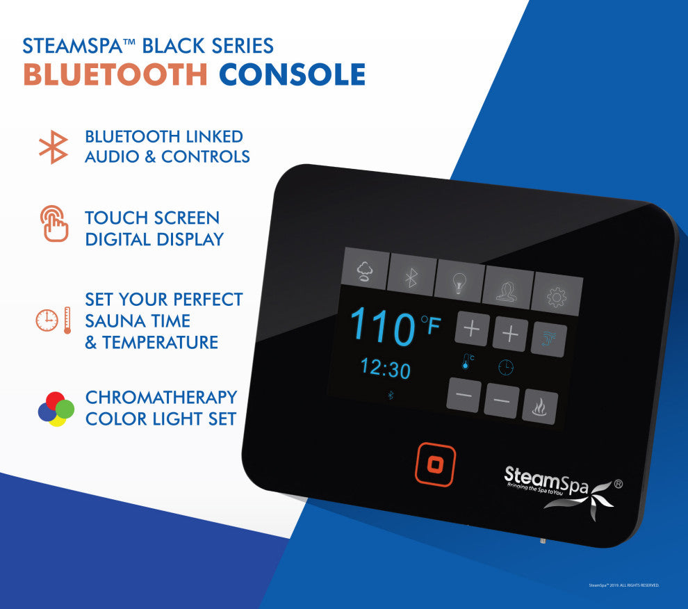 SteamSpa BKT1800-ADP Black Series WiFi and Bluetooth Double 9KW - Chrome