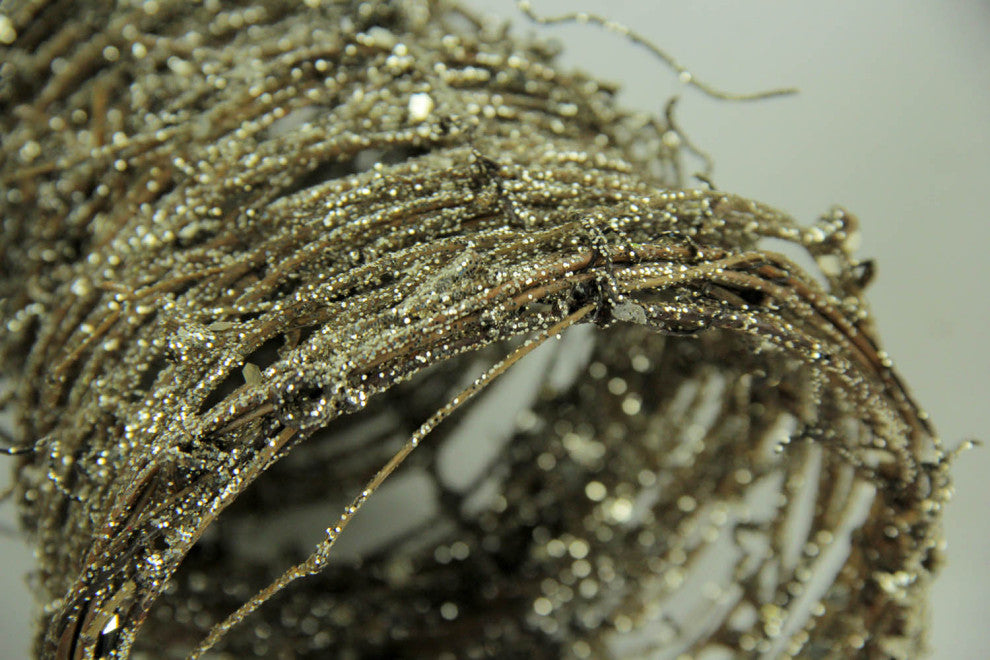 Silver Sparkle Glitter Spiral Twig Cone Trees Set of 3