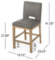 Kiara Contemporary Fabric Upholstered 27" Counter Stools, Set of 2, Deep Gray/Weathered Natural