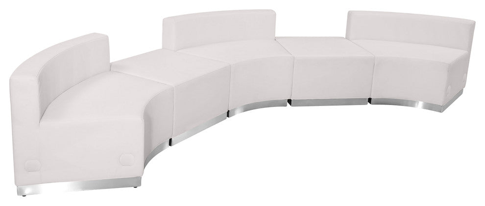 Melrose White Leather Reception Configuration, 5 Pieces