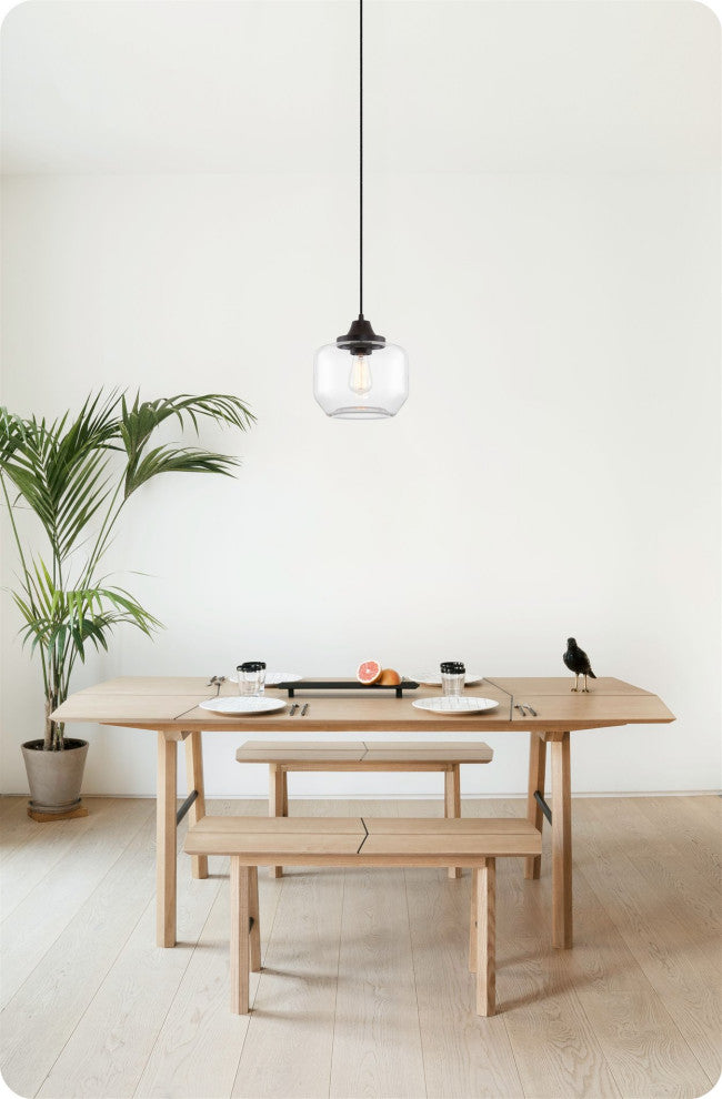 Kira Home Maia 10" Farmhouse Pendant Light, Schoolhouse Glass Shade, Adjustable
