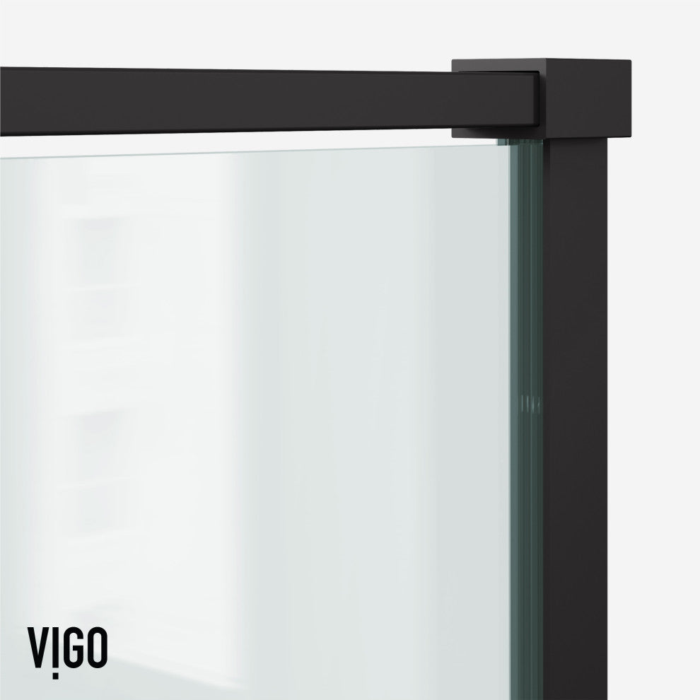 VIGO Meridian 34"D x 34"W x 73"H Framed Hinged Shower Enclosure, Matte Black
