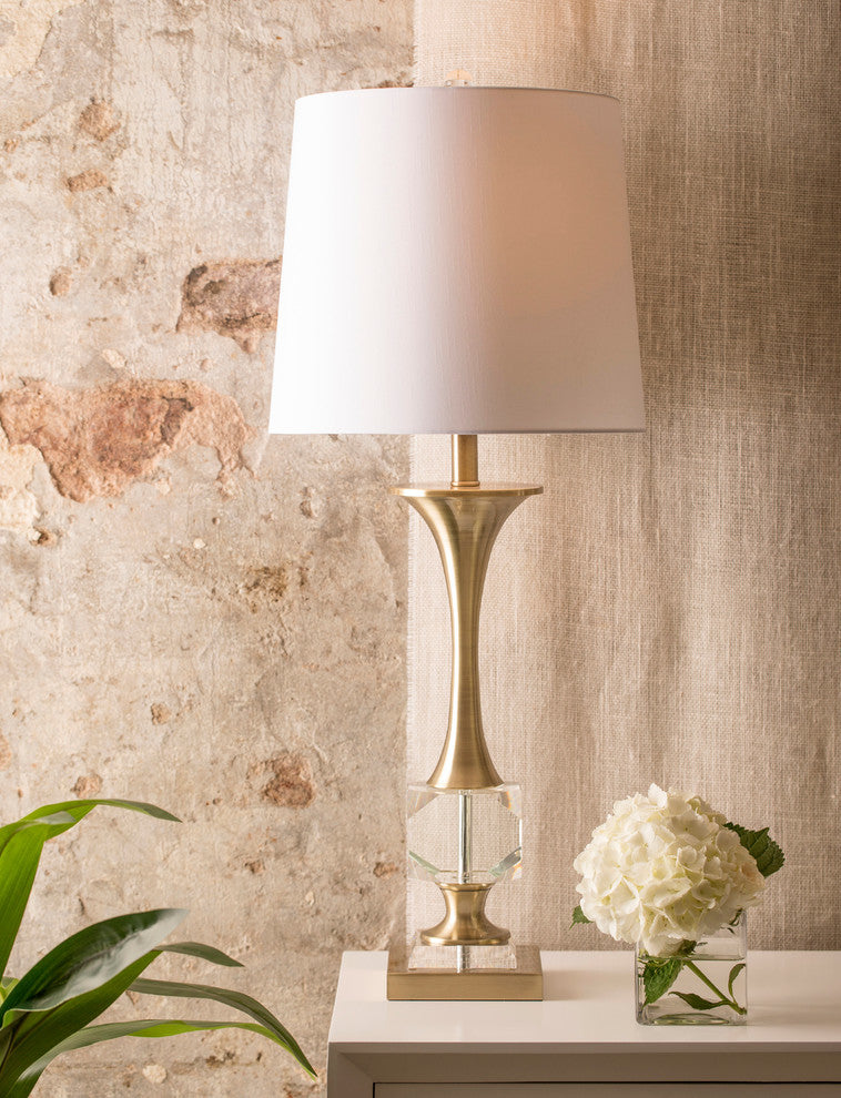 Devi | Elegant Ornamental Traditional Style Metal and Clear Crystal Glass Body