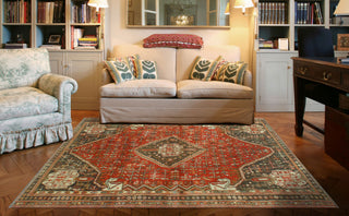 Fine Vintage Distressed Beverley Red/Charcoal Rug, 5'0x7'5