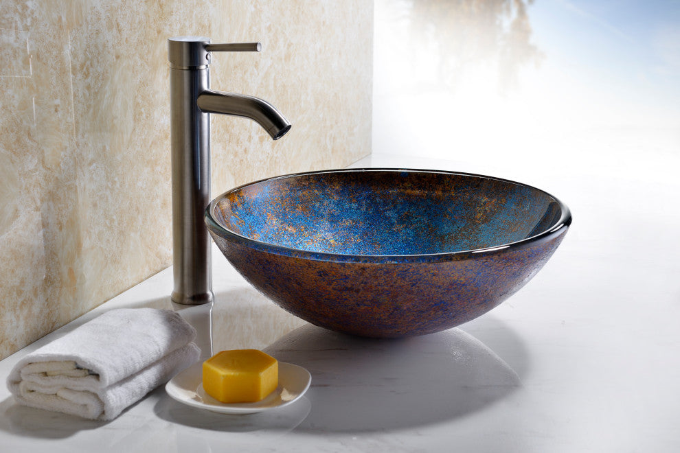 ANZZI Tara Series Tempered Glass Bathroom Vessel Sink