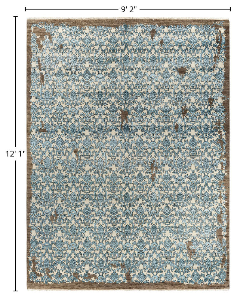 Ikat One-of-a-Kind Hand-Knotted Area Rug Ivory, 9' 2" x 12' 1"
