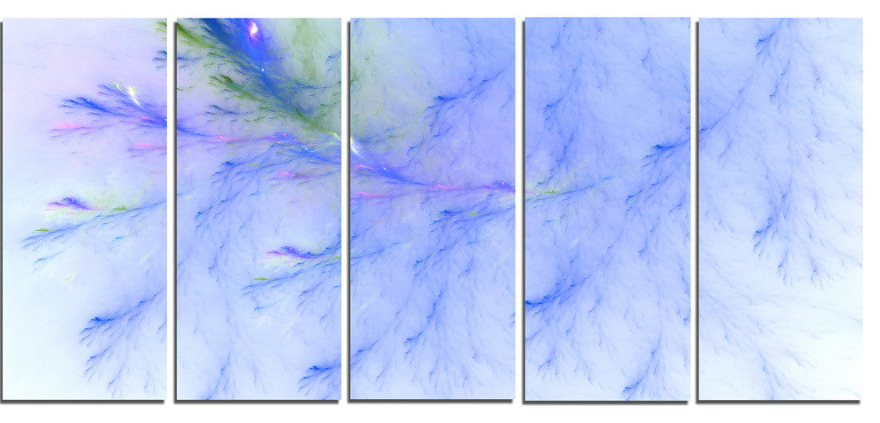 Light Blue Veins of Marble, Abstract Wall Art Canvas, 60"x28", 5 Panels