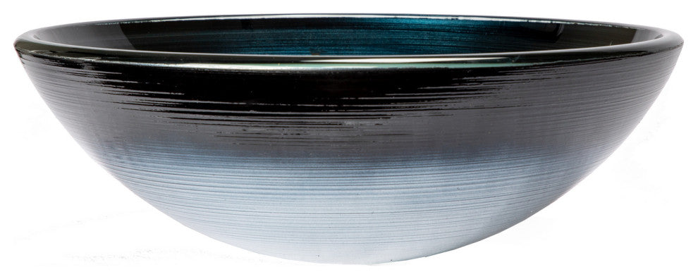 Eden Bath EB_GS73 Silver and Blue Rings Glass Vessel Sink