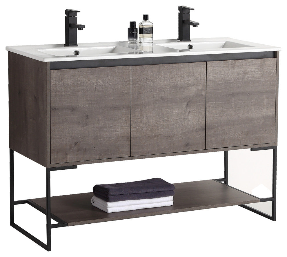 Urbania Vanity Set, Gray, 48", Double Sink