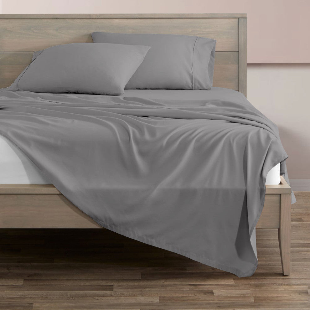 Organic Cotton Flat Sheet, Dark Gray, King, 108"x105"