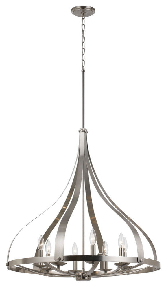 60W Meridian Chandelier, Brushed Steel Finish, Steel Shade