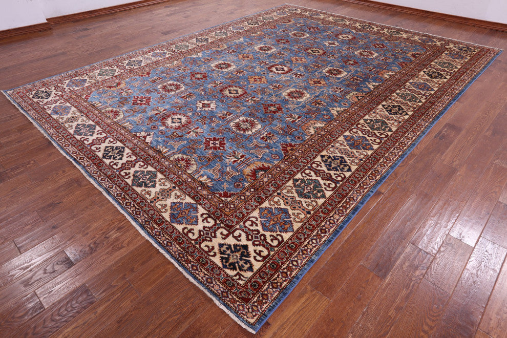 Super Kazak Geometric Hand-Knotted Rug 10' 0" X 13' 8" Q10603