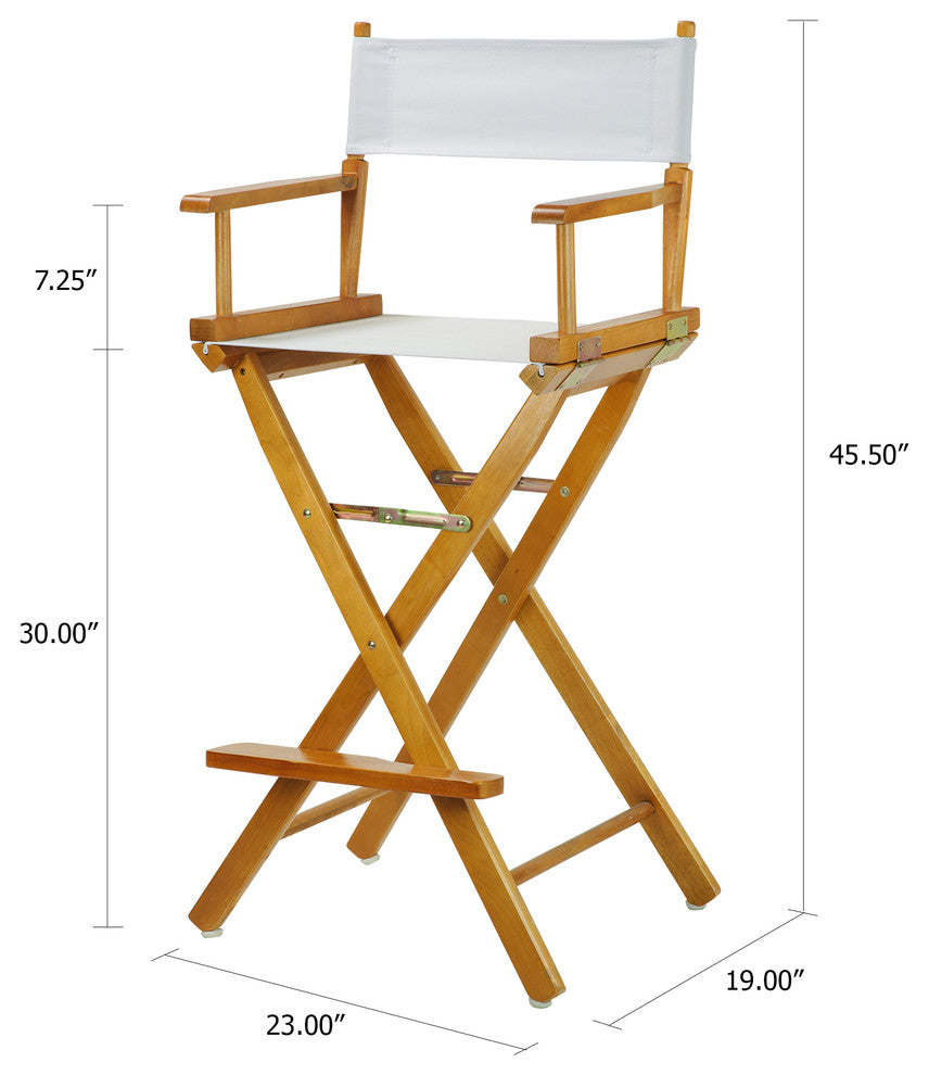 030" Director's Chair Honey Oak Frame-White Canvas