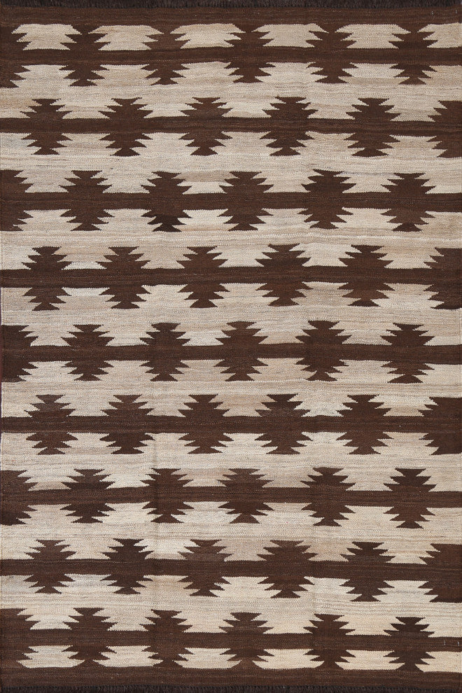 Vegetable Dye Geometric Kilim Oriental Area Rug Flat-woven Wool Carpet 5x7
