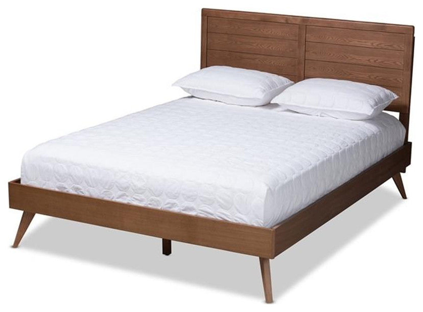 Artemis Mid-Century Modern Walnut Browned Wood Full Size Platform Bed