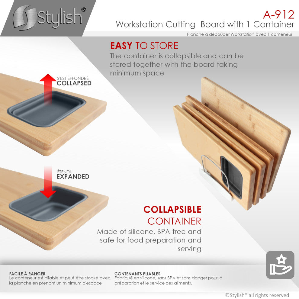 Workstation Cutting Board With 1 Container A-912
