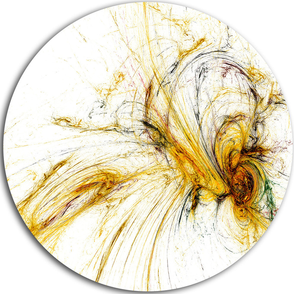 Yellow Spiral Galaxy, Abstract Digital Art Disc Metal Wall Art, 23"
