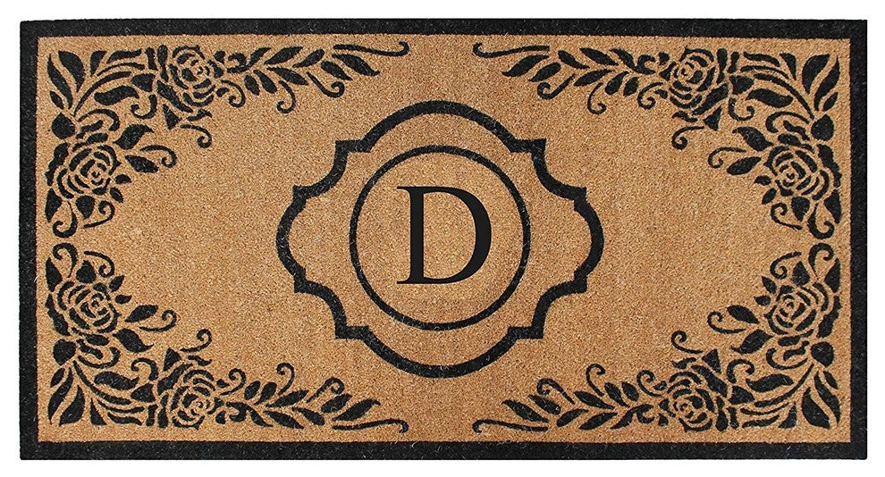 A1HC First Impression Hand Crafted Ella Entry Coir Monogrammed Double Doormat, D