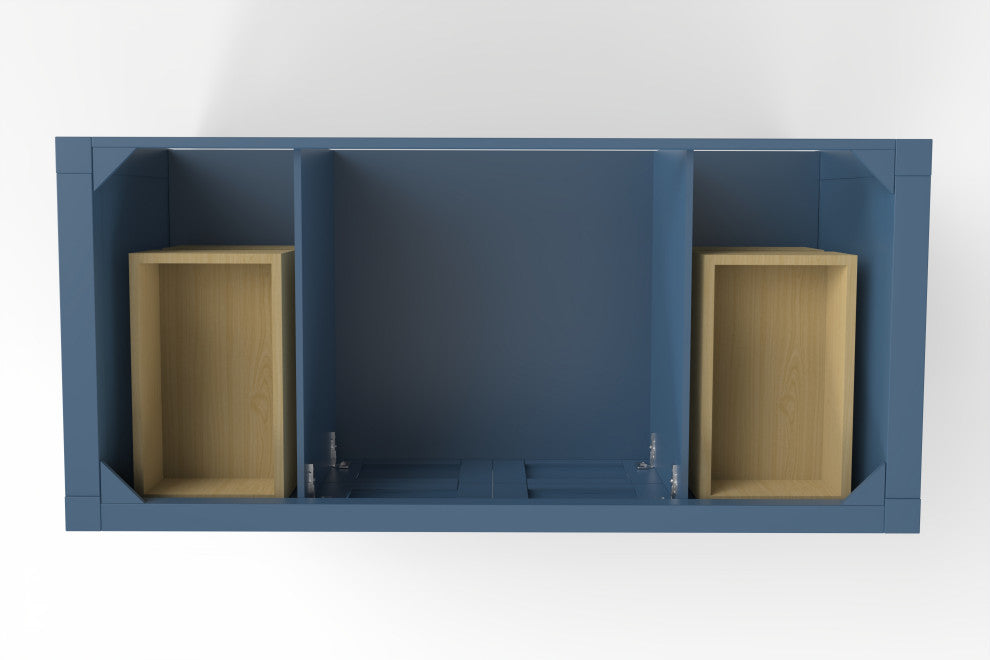 CastelloUSA Alicia Freestanding Vanity, Base Only, Blue, 48", Chrome Handles