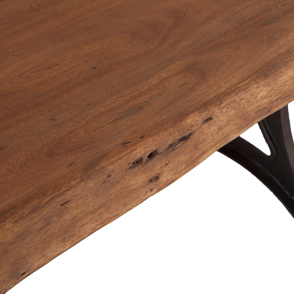 Blayne 80-Inch Live Edge Dining Table with Antique Zinc Base