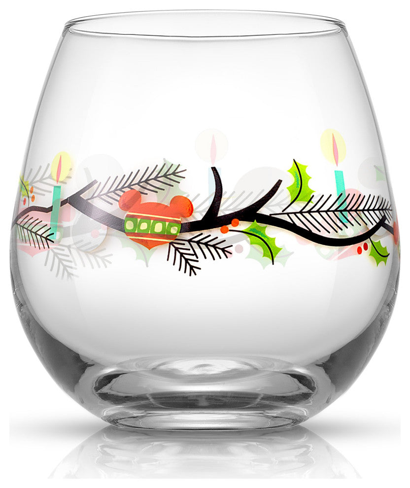 Disney Mickey Mouse Joy O Joy Stemless Wine Glass 15 oz Set of 4