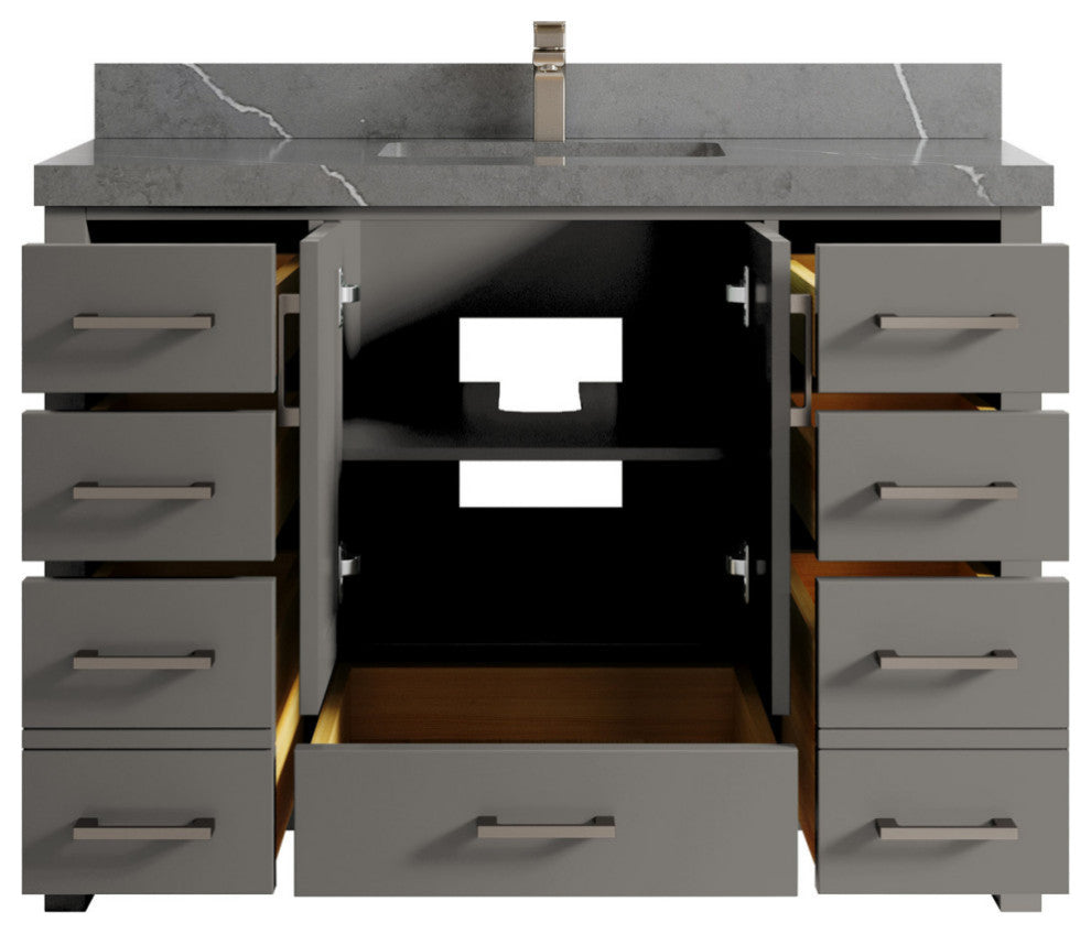 Malibu 48 Single Sink Bath Vanity in Elephant Skin Gray 2" Piatra Gray