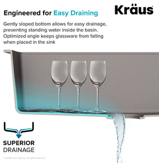 Kraus KGD-442 Quarza 33" Dual Installation Double Basin Composite - Grey