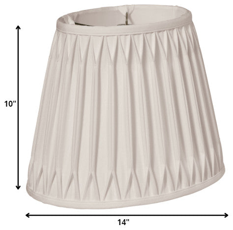 14" Cream Oval Smocked Pleat Paperback Shantung Lampshade