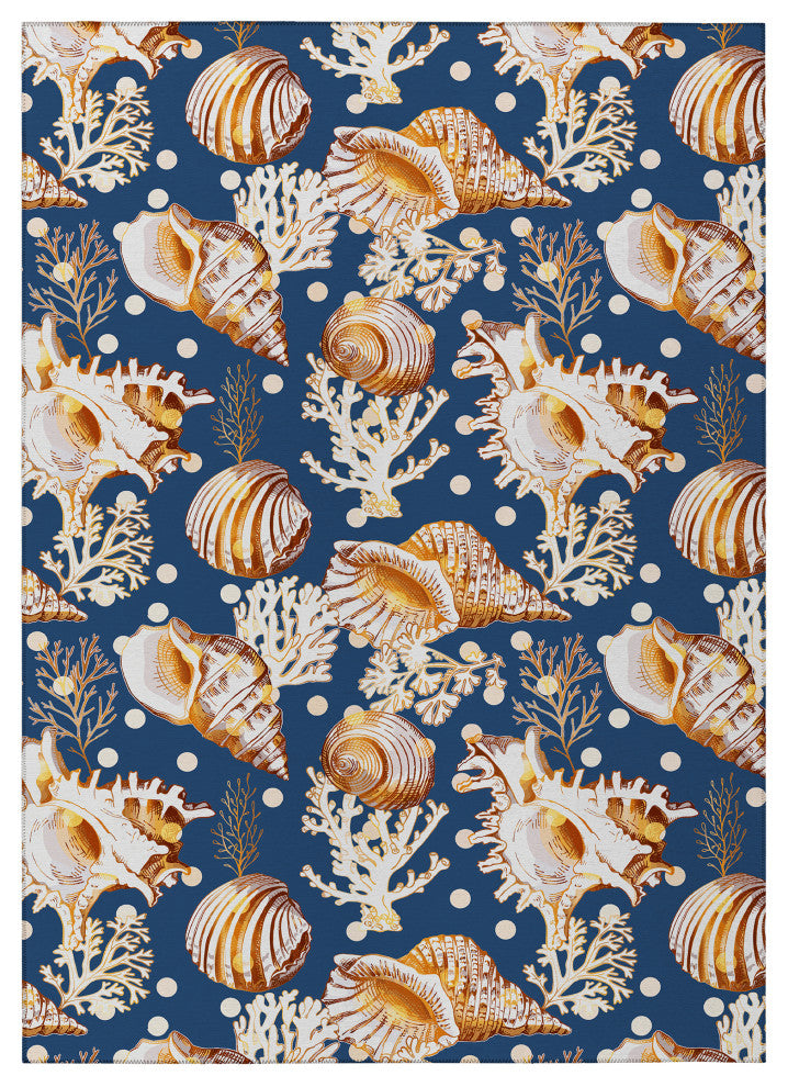 Indoor/Outdoor Seabreeze SZ6 Navy Machine Washable 8' x 10' Rug
