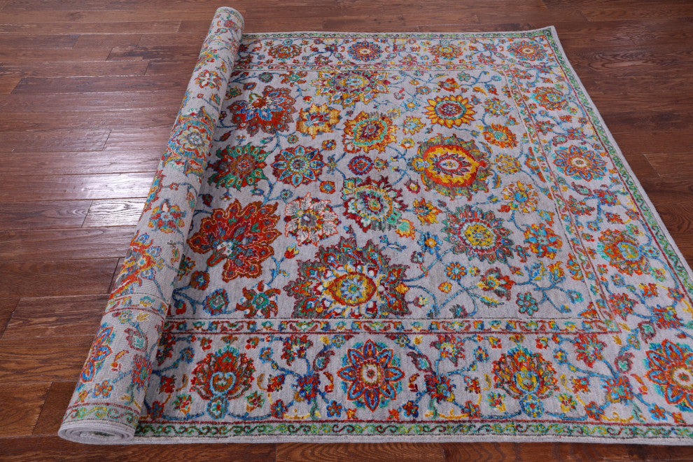 Hand Knotted Wool & Silk Persian Rug 6' 3" X 9' 1" - Q14930
